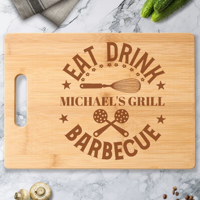 Personalized Eat Drink BBQ Engraved Cutting Board (Creator Uploaded)