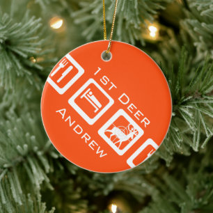 Personalized Eat Sleep Hunt 1st Deer Keepsake Ceramic Ornament