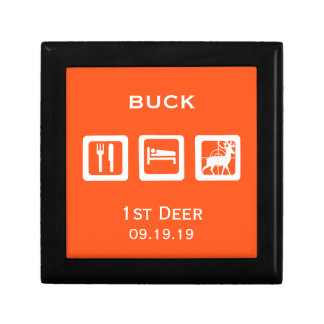 Personalized Eat Sleep Hunt 1st Deer Keepsake Jewelry Box