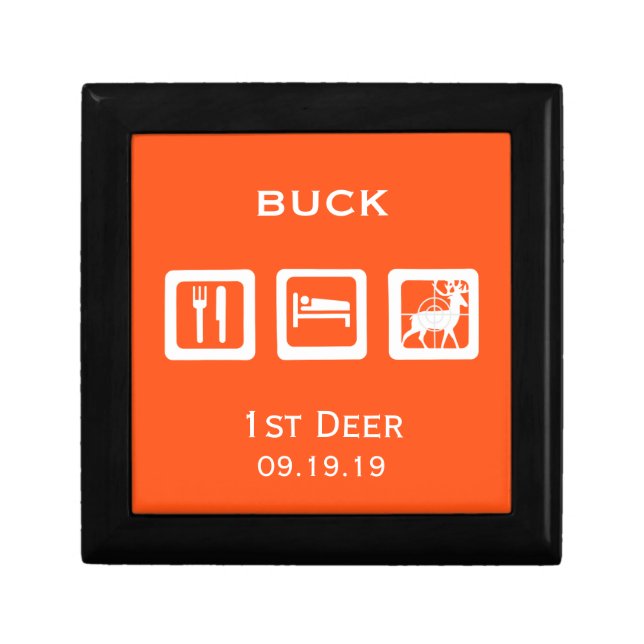 Personalized Eat Sleep Hunt 1st Deer Keepsake Jewelry Box (Front)
