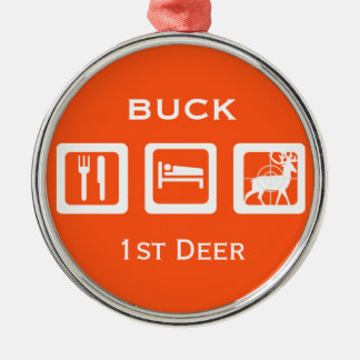 Personalized Eat Sleep Hunt 1st Deer Keepsake Metal Ornament