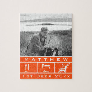 personalized Eat Sleep Hunt 1st Jigsaw Puzzle