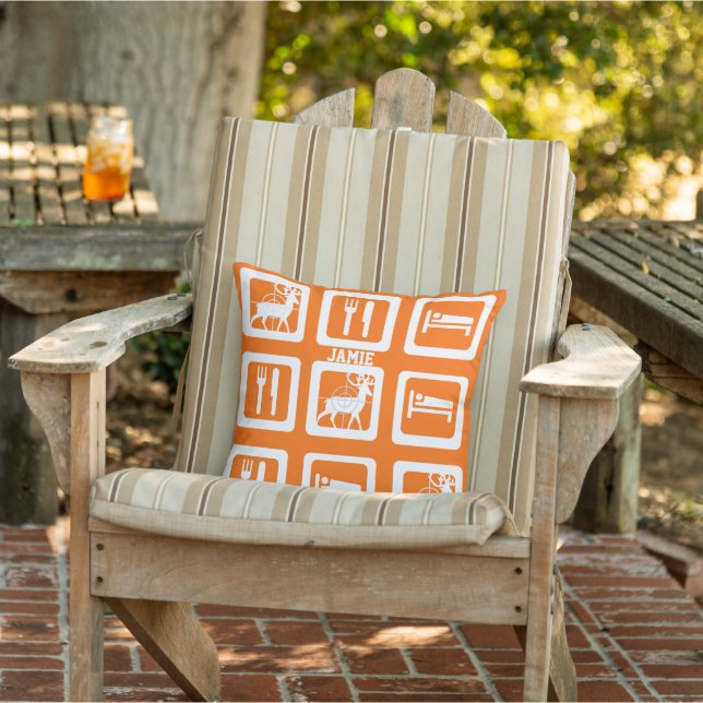 Personalized Eat Sleep Hunt Orange Pillow (Chair)