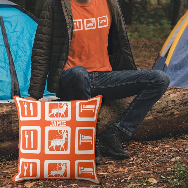 Personalized Eat Sleep Hunt Orange Pillow (Creator Uploaded)