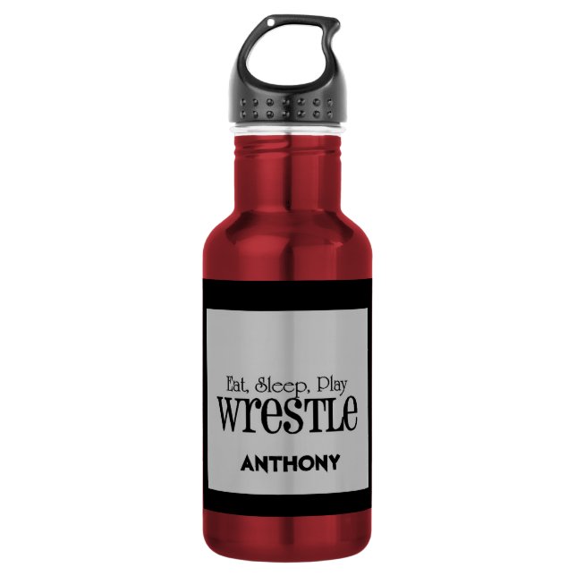 Personalized Eat, Sleep, Play WRESTLE Water Bottle (Front)