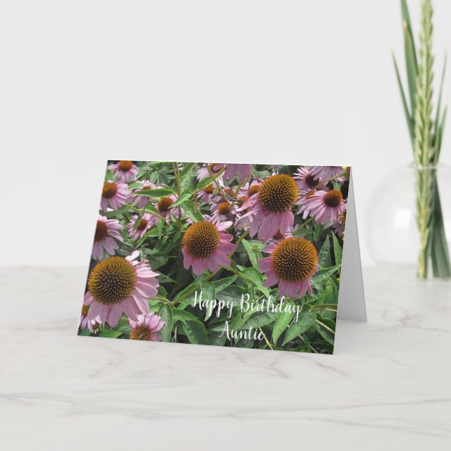 Personalized Echinacea Cone Flowers Happy Birthday Card (Front)