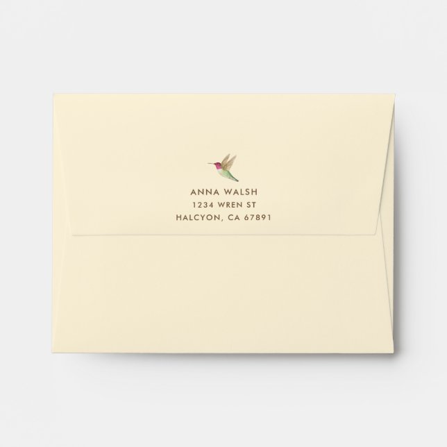 Personalized Ecru Anna's Hummingbird Envelope (Back (Top Flap))