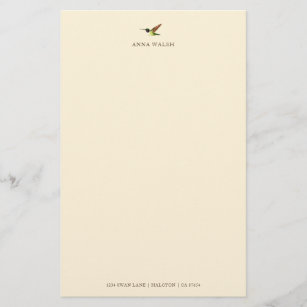 Personalized Ecru Anna's Hummingbird Stationery