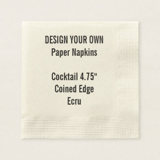 Personalized ECRU Coined Cocktail Paper Napkins
