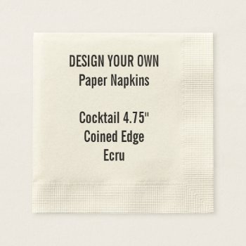 Personalized Ecru Coined Cocktail Paper Napkins by PersonalizedNapkins at Zazzle