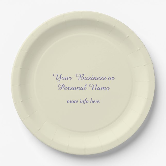 personalized ecru color - elegant paper plates (Front)