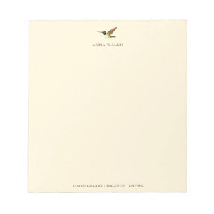 Personalized Ecru Hummingbird Notepad