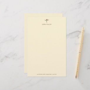 Personalized Ecru Hummingbird Stationery