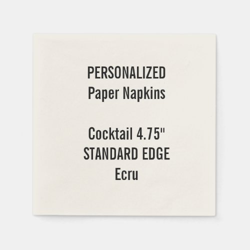 Personalized Ecru Standard Cocktail Paper Napkins
