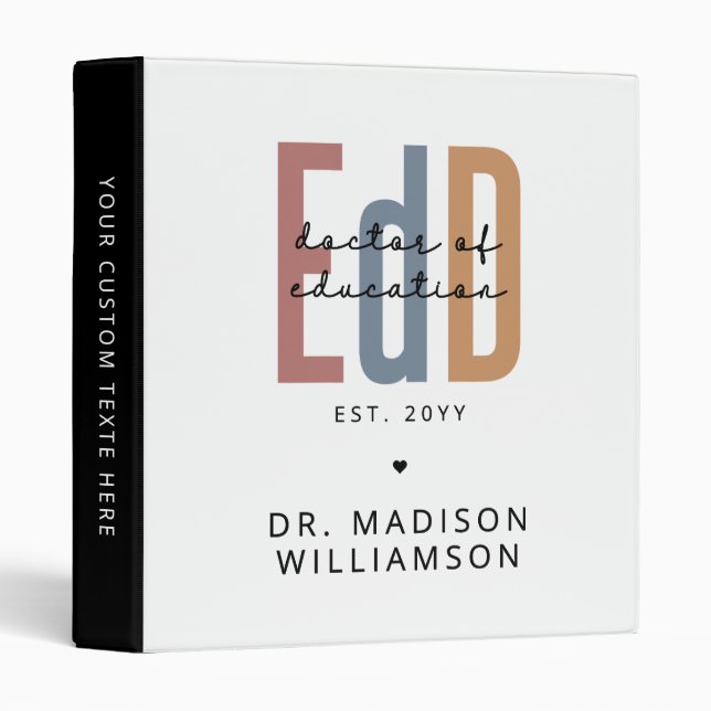Personalized EdD Doctor Of Education Graduation 3 Ring Binder (Front/Spine)