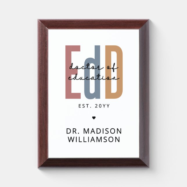 Personalized EdD Doctor Of Education Graduation Award Plaque (Vertical)