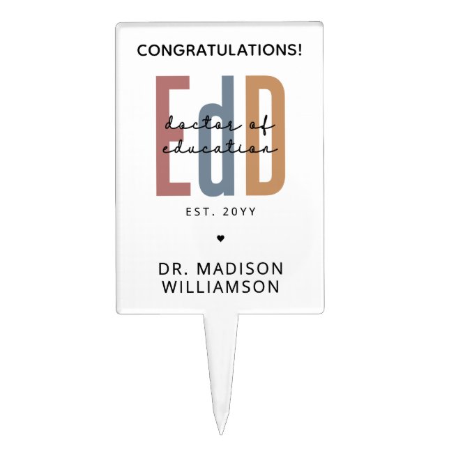 Personalized EdD Doctor Of Education Graduation Cake Topper (Front)