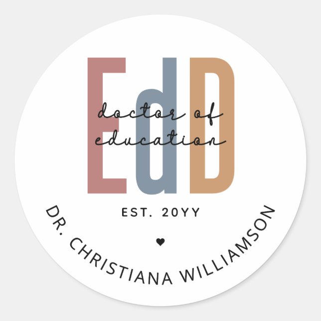 Personalized EdD Doctor Of Education Graduation Classic Round Sticker (Front)