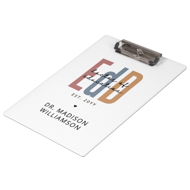 Personalized EdD Doctor Of Education Graduation Clipboard (Angled)