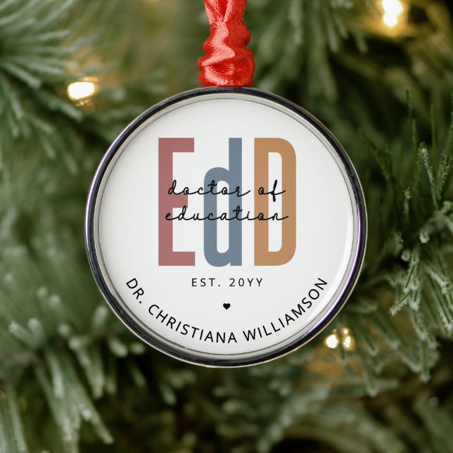 Personalized EdD Doctor Of Education Graduation Metal Ornament (Tree)