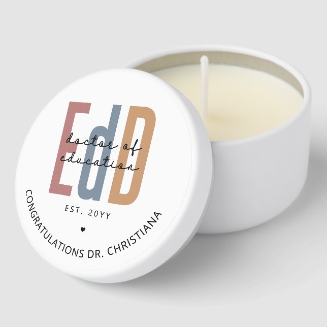 Personalized EdD Doctor Of Education Graduation Mini Candle Favors (Corner)