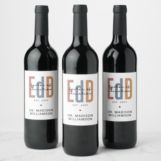 Personalized EdD Doctor Of Education Graduation Wine Label (Bottles)