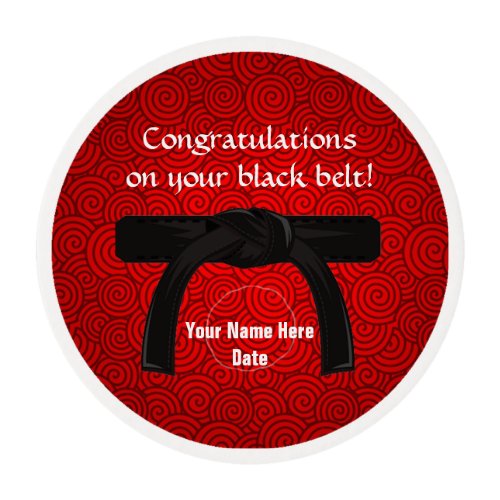 Personalized Edible Cupcake Topper for Black Belt Edible Frosting Rounds