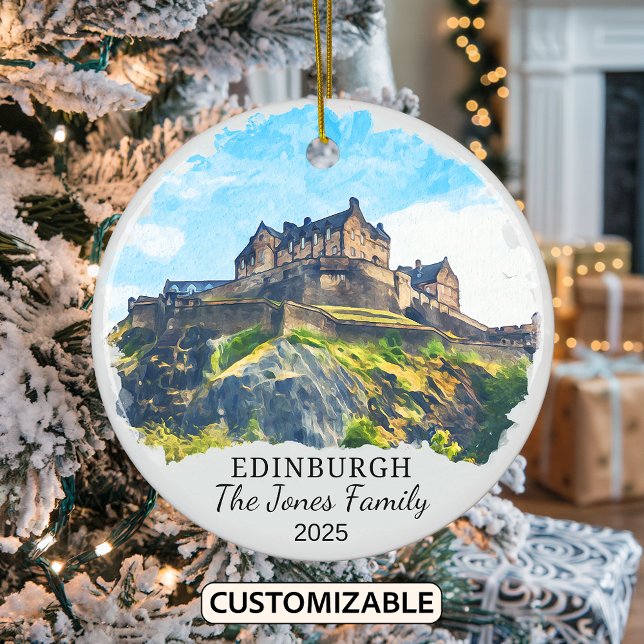 Personalized Edinburgh Ornament, Scotland Gift Ceramic Ornament (Creator Uploaded)