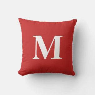 Personalized Editable Color Monogrammed Red White Throw Pillow