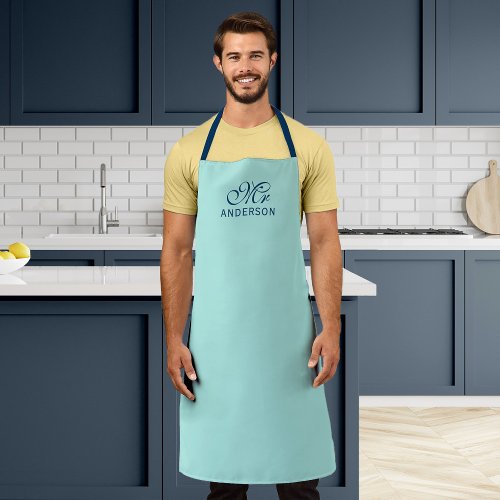 Personalized Editable Colors Elegant Script Mr Apron