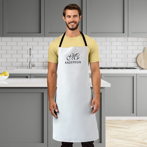 Personalized Editable Colors Elegant Script Mr Apron