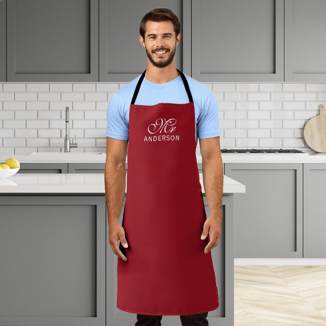 Personalized Editable Colors Elegant Script Mr Apron (Creator Uploaded)