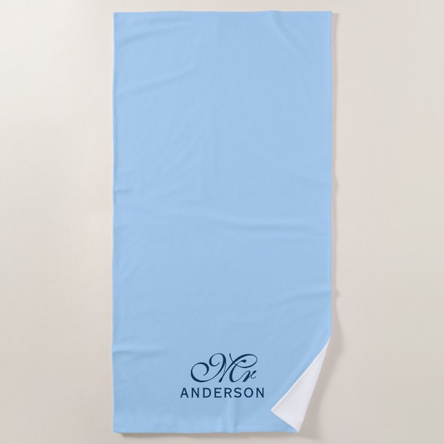 Personalized Editable Colors Elegant Script Mr Beach Towel (Front)