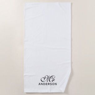 Personalized Editable Colors Elegant Script Mr Beach Towel