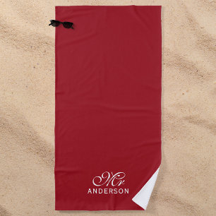 Personalized Editable Colors Elegant Script Mr Beach Towel