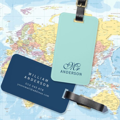 Personalized Editable Colors Elegant Script Mr Luggage Tag