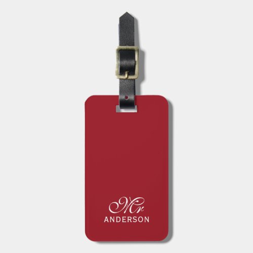 Personalized Editable Colors Elegant Script Mr Luggage Tag