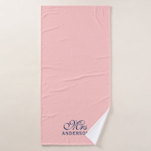 Personalized Editable Colors Elegant Script Mrs Bath Towel Set