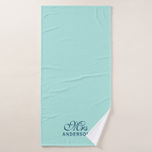 Personalized Editable Colors Elegant Script Mrs Bath Towel Set