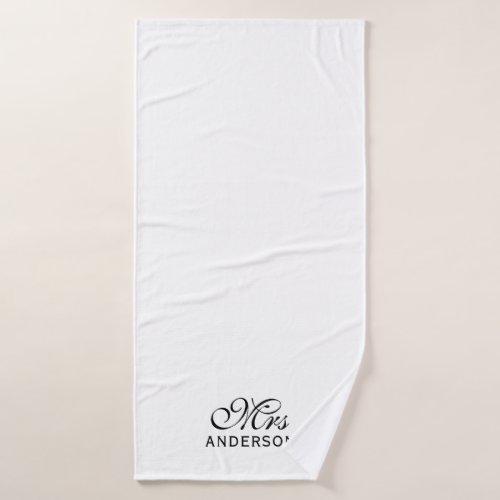 Personalized Editable Colors Elegant Script Mrs Bath Towel Set