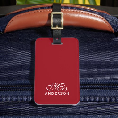 Personalized Editable Colors Elegant Script Mrs Luggage Tag