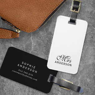 Personalized Editable Colors Elegant Script Mrs Luggage Tag