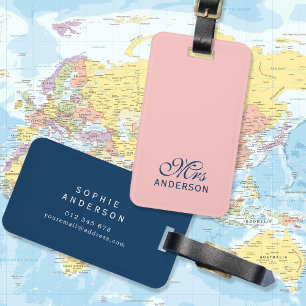 Personalized Editable Colors Elegant Script Mrs Luggage Tag