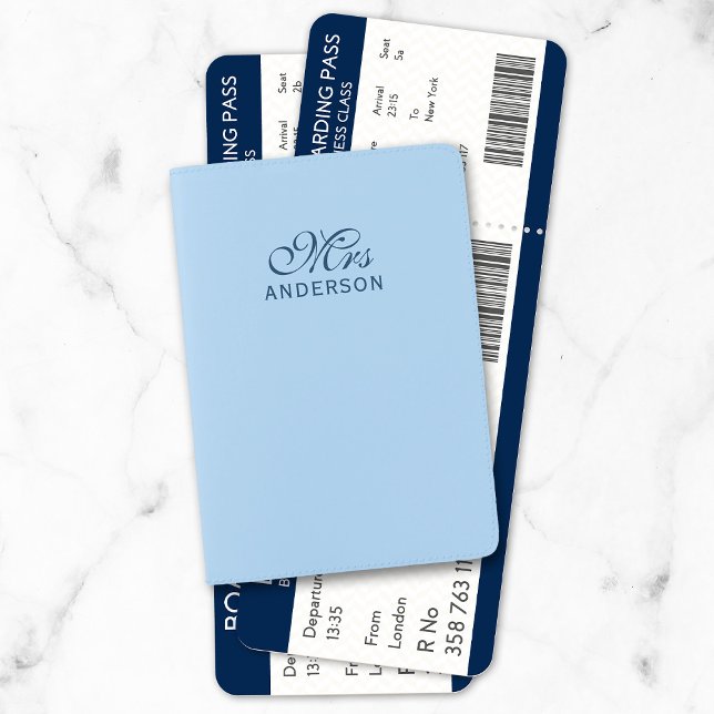 Personalized Editable Colors Elegant Script Mrs Passport Holder (Creator Uploaded)