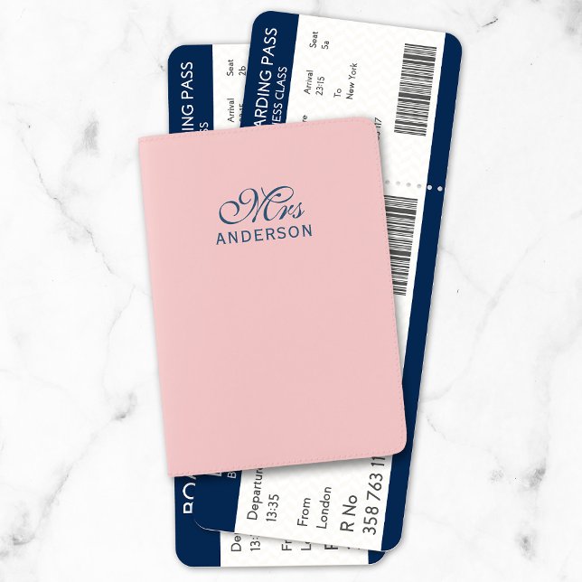 Personalized Editable Colors Elegant Script Mrs Passport Holder (Creator Uploaded)
