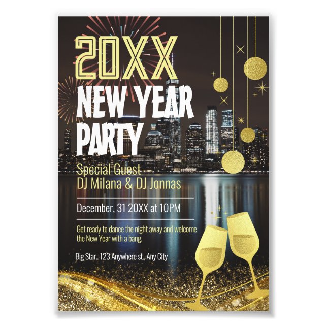 Personalized Editable New Year Party Photo Print (Front)