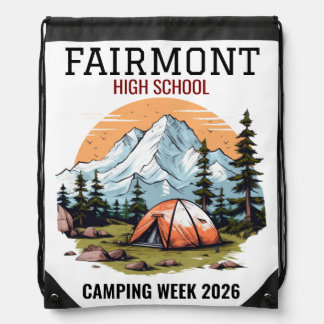 Personalized Editable Text Camping Theme Merch Drawstring Bag