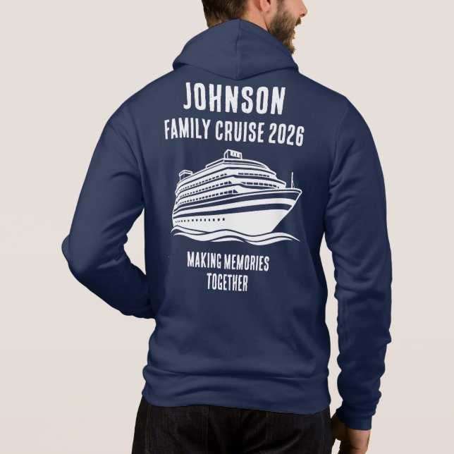 Personalized Editable Text Cruise Holiday Merch Hoodie (Back)