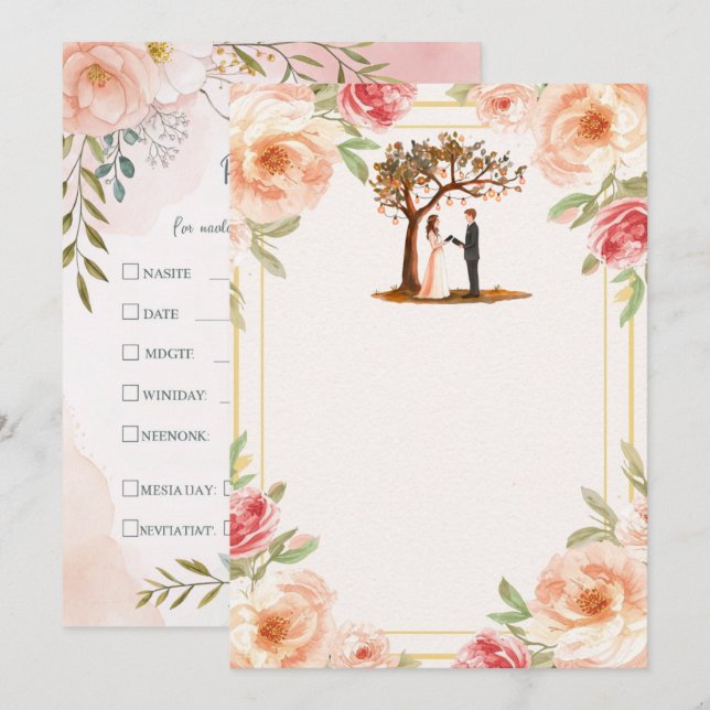 Personalized Editable Wedding Invitation Template  (Front/Back)