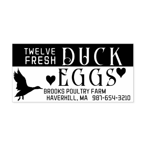 PERSONALIZED EGG CARTON Fresh Duck Eggs  Hearts Rubber Stamp